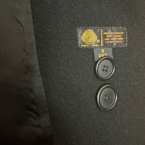 Vtg 90s Womens Black London Fog 100% Wool Overcoat Union Sz 8P - Picture 6 of 11